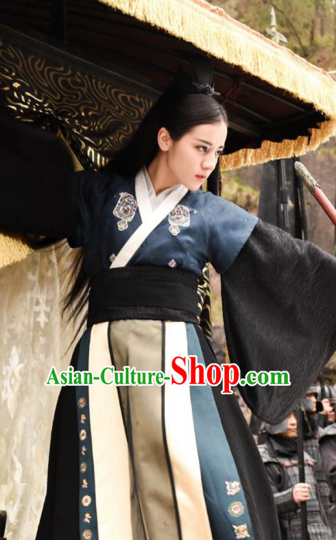 Traditional Chinese Qin Dynasty Female Assassin Costume, Asian China Ancient Swordswoman Embroidered Clothing
