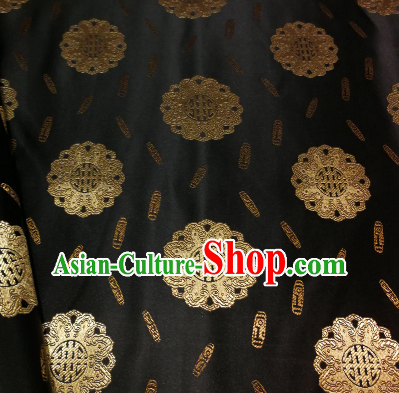 Black Color Chinese Royal Palace Style Traditional Pattern Design Brocade Fabric Silk Fabric Chinese Fabric Asian Material