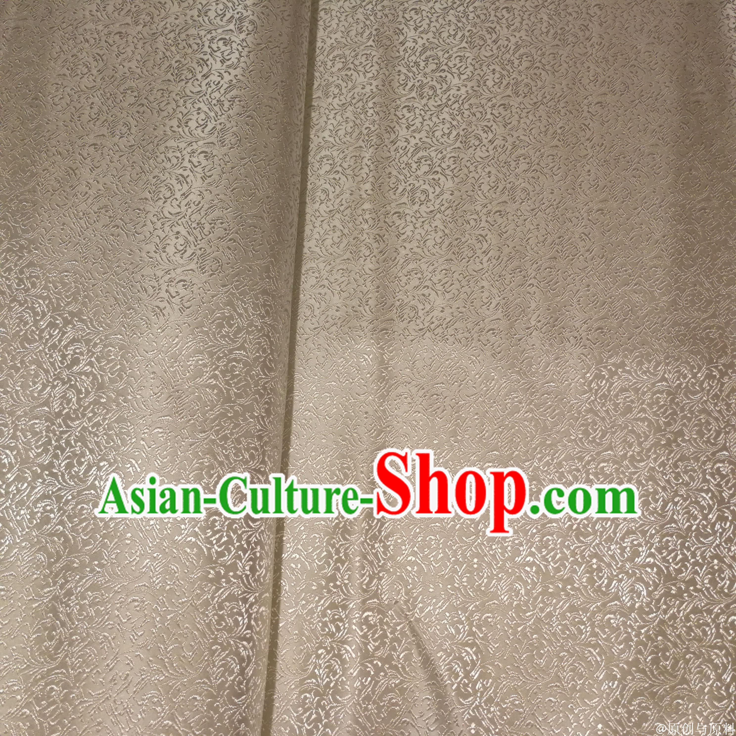 White Color Chinese Royal Palace Style Traditional Pattern Flower Design Brocade Fabric Silk Fabric Chinese Fabric Asian Material