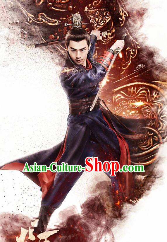 Traditional Chinese Southern and Northern Dynasties Swordsman Costume Complete Set for Men