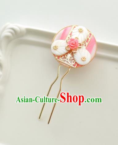 Korean National Hair Accessories Pink Shell Hairpins, Asian Korean Hanbok Fashion Bride Wedding Hair Stick Headwear for Women
