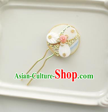 Korean National Hair Accessories White Shell Hairpins, Asian Korean Hanbok Fashion Bride Wedding Hair Stick Headwear for Women