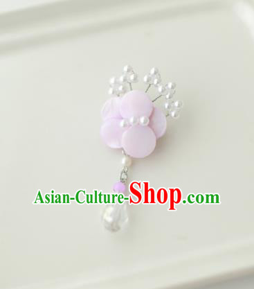 Korean National Accessories Girls Pink Begonia Brooch, Asian Korean Hanbok Fashion Bride Breastpin for Kids