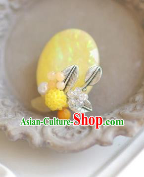 Korean National Accessories Girls Yellow Brooch, Asian Korean Hanbok Fashion Bride Breastpin for Kids