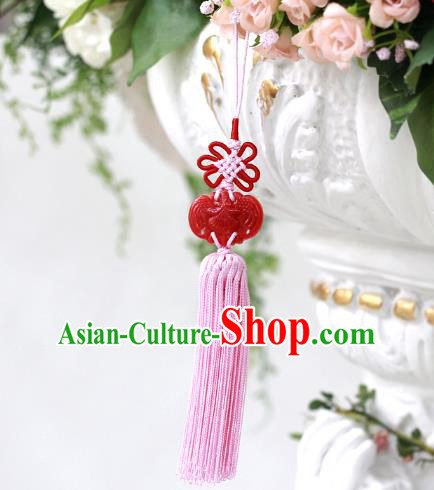 Asian Korean Hanbok Butterfly Red Jade Tassel Waist Decorations, Korean National Belts Accessories Wedding Bride Waist Pendant for Women