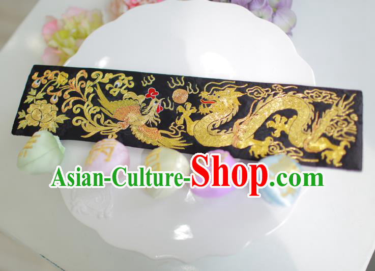 Traditional Korean Accessories Embroidered Golden Dragon and Phoenix Waist Belts, Asian Korean Fashion Waistband Decorations for Kids