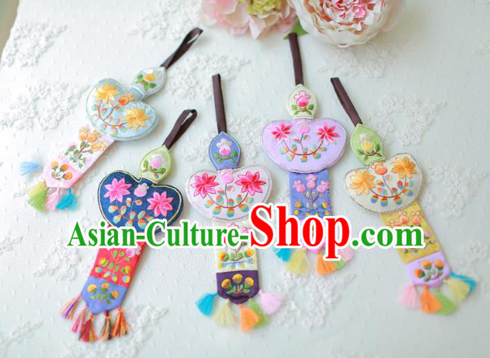 Asian Korean Hanbok Embroidered Tassel Waist Decorations, Korean National Belts Accessories Wedding Bride Waist Pendant for Kids