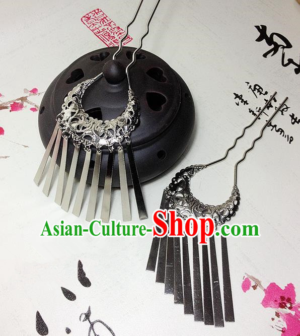 Traditional Chinese Ancient Classical Hair Accessories Tassel Step Shake Bride Hairpins for Women