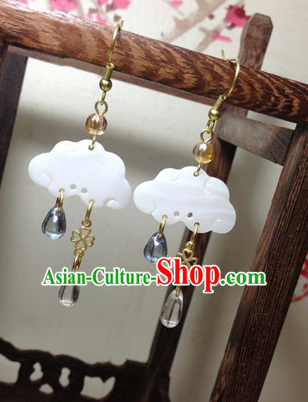 Traditional Handmade Chinese Ancient Classical Accessories Bride Hanfu Colored Glaze Tassel Earrings for Women
