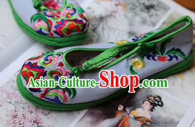 Asian Chinese Traditional Shoes Green Bride Embroidered Shoes, China Peking Opera Handmade Embroidery Shoe Hanfu Princess Shoes for Women