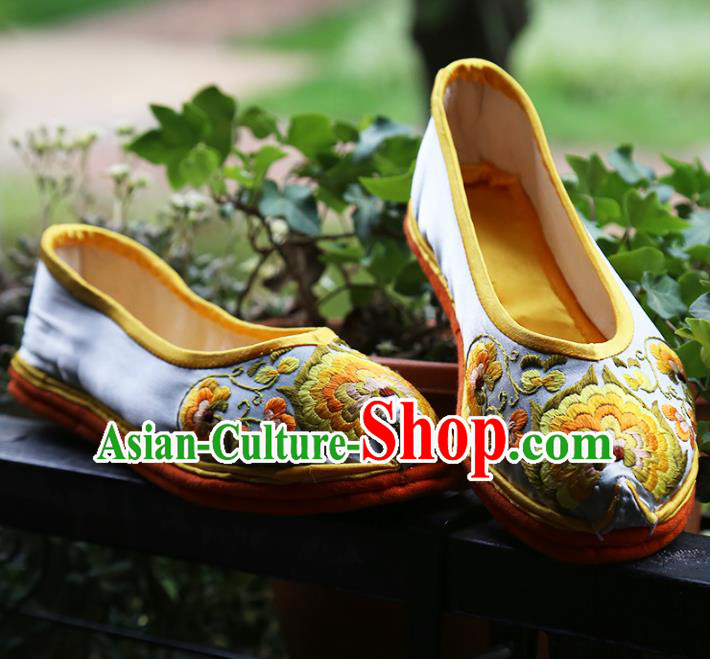 Asian Chinese Traditional Shoes Embroidered Shoes, China Peking Opera Handmade Embroidery Shoe Hanfu Princess Shoes for Women