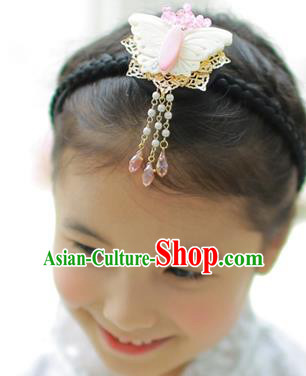 Traditional Korean Hair Accessories, Asian Korean Fashion Headwear Butterfly Tassel Hair Clasp for Kids