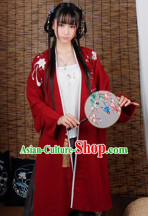 Asian China Song Dynasty Princess Costume, Traditional Ancient Chinese Young Lady Embroidered Hanfu Clothing for Women