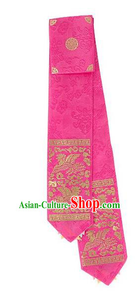 Traditional Korean Hair Accessories Embroidered Pink Hair Ribbon, Asian Korean Fashion Headwear Headband for Kids