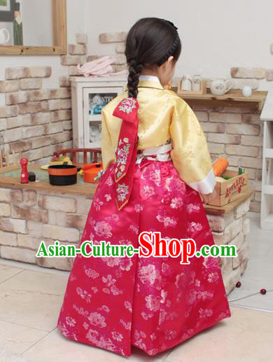 Traditional Korean Hair Accessories Bride Embroidered Red Hair Clasp, Asian Korean Fashion Wedding Headwear for Kids