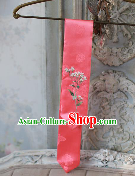 Traditional Korean Hair Accessories Embroidered Watermelon Red Hair Ribbon, Asian Korean Fashion Wedding Headband for Kids