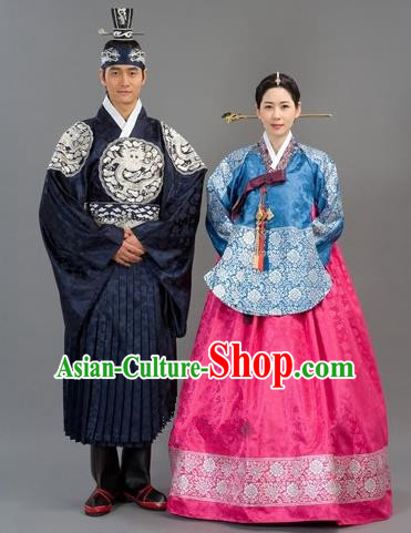 Traditional Korean National Handmade Court Embroidered Wedding Clothing, Asian Korean Bride Costume for Women