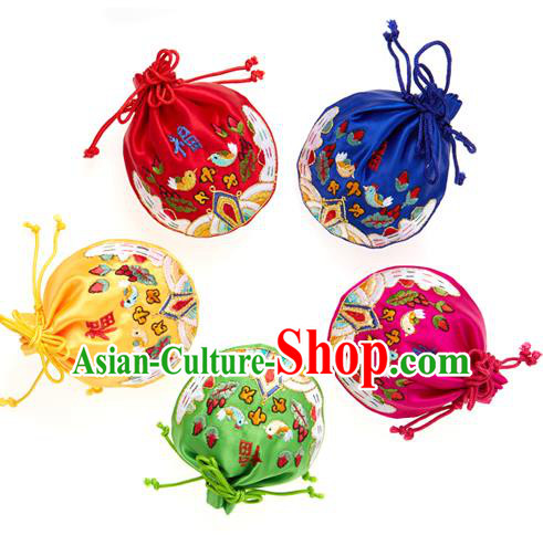 Traditional Korean Accessories Embroidered Lucky Bag, Asian Korean Fashion Wedding Fukubukuro Decorations for Kids
