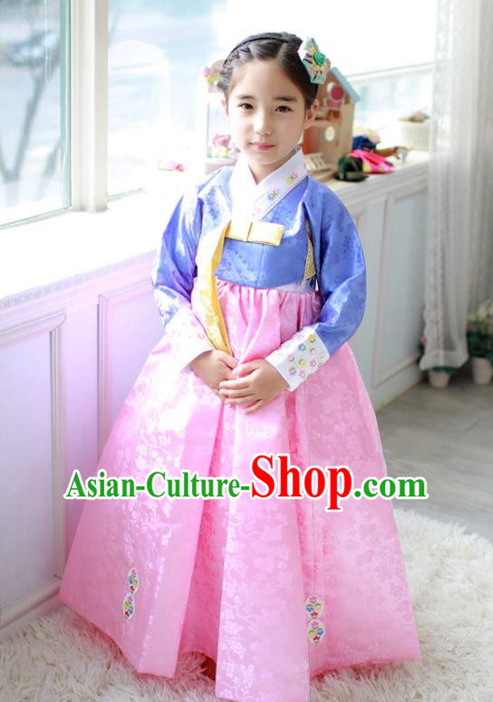 Traditional Korean Handmade Hanbok Embroidered Formal Occasions Costume, Asian Korean Apparel Hanbok Dress Clothing for Girls