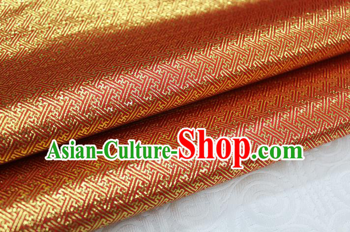 Chinese Traditional Royal Palace Pattern Mongolian Robe Red Golden Brocade Fabric, Chinese Ancient Emperor Costume Drapery Hanfu Tang Suit Material