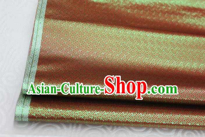 Chinese Traditional Royal Palace Pattern Mongolian Robe Red Green Brocade Fabric, Chinese Ancient Emperor Costume Drapery Hanfu Tang Suit Material