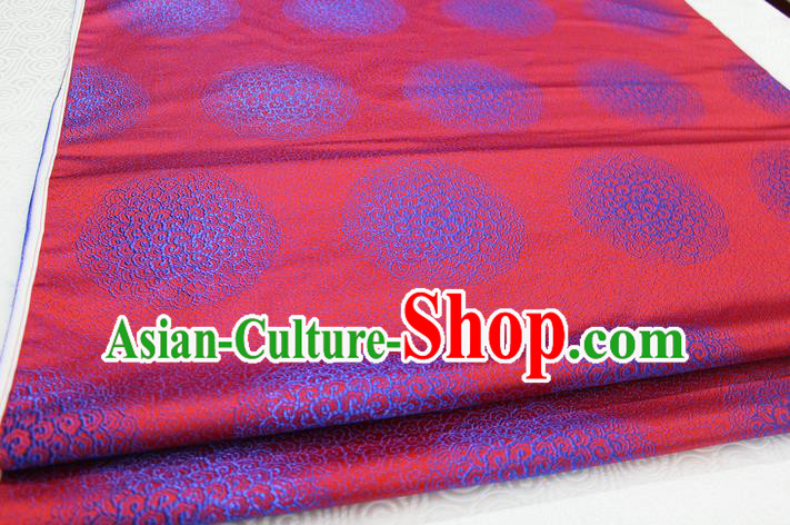 Chinese Traditional Royal Palace Mongolian Robe Red Brocade Cheongsam Fabric, Chinese Ancient Costume Satin Hanfu Tang Suit Material
