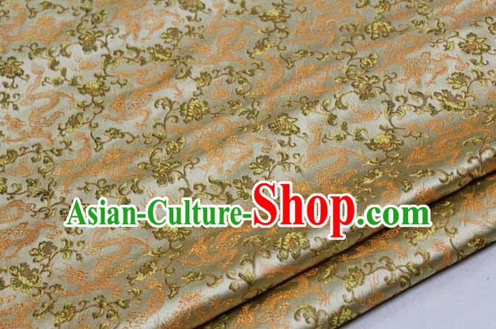 Chinese Traditional Royal Palace Dragons Pattern Tang Suit Golden Brocade Fabric, Chinese Ancient Costume Satin Hanfu Mongolian Robe Material