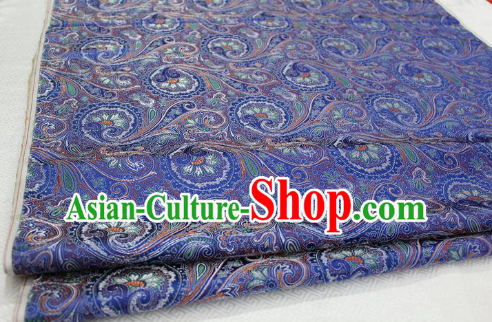 Chinese Traditional Ancient Costume Palace Pteris Pattern Mongolian Robe Royalblue Brocade Tang Suit Fabric Hanfu Material