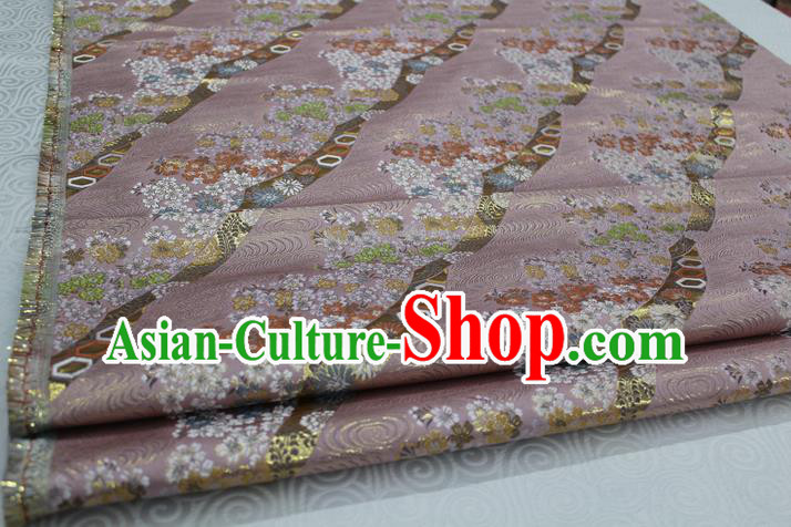 Chinese Traditional Ancient Costume Palace Kimono Pattern Mongolian Robe Pink Brocade Tang Suit Fabric Hanfu Material