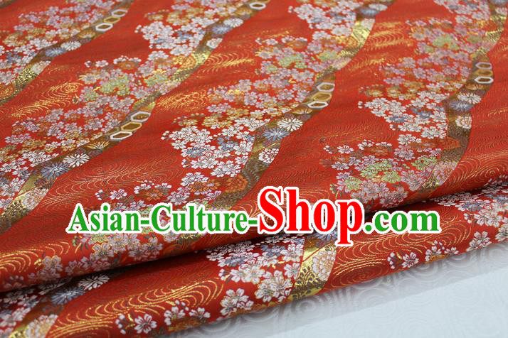 Chinese Traditional Ancient Costume Palace Kimono Pattern Mongolian Robe Red Brocade Tang Suit Fabric Hanfu Material