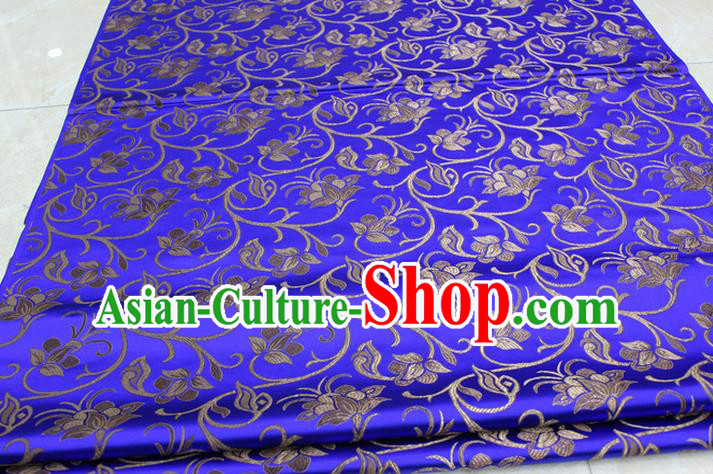 Chinese Traditional Palace Pattern Tang Suit Cheongsam Royalblue Brocade Fabric, Chinese Ancient Costume Hanfu Mongolian Robe Material