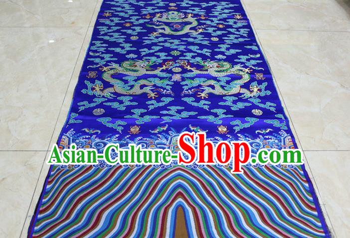 Chinese Traditional Palace Dragons Pattern Tang Suit Imperial Robe Royalblue Brocade Fabric, Chinese Ancient Emperor Costume Hanfu Material