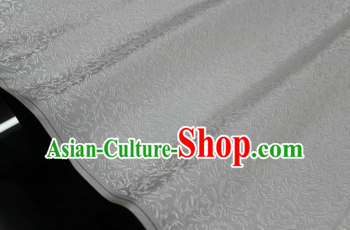 Chinese Traditional Palace Pattern Tang Suit Cheongsam White Brocade Fabric, Chinese Ancient Costume Hanfu Satin Material
