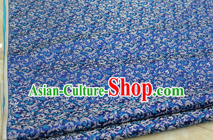 Chinese Traditional Palace Pattern Tang Suit Cheongsam Blue Brocade Fabric, Chinese Ancient Costume Hanfu Satin Material