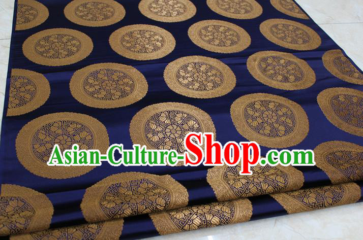 Chinese Traditional Ancient Costume Palace Pattern Mongolian Robe Navy Brocade Tang Suit Fabric Hanfu Material