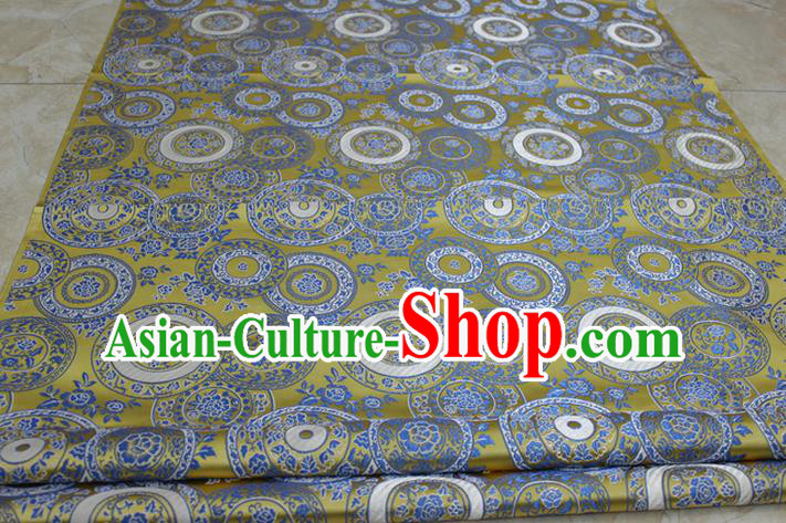 Chinese Traditional Ancient Costume Palace Peony Pattern Mongolian Robe Green Brocade Tang Suit Fabric Hanfu Material
