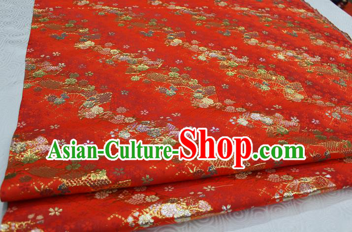 Chinese Traditional Ancient Costume Palace Pattern Cheongsam Red Brocade Tang Suit Fabric Hanfu Material