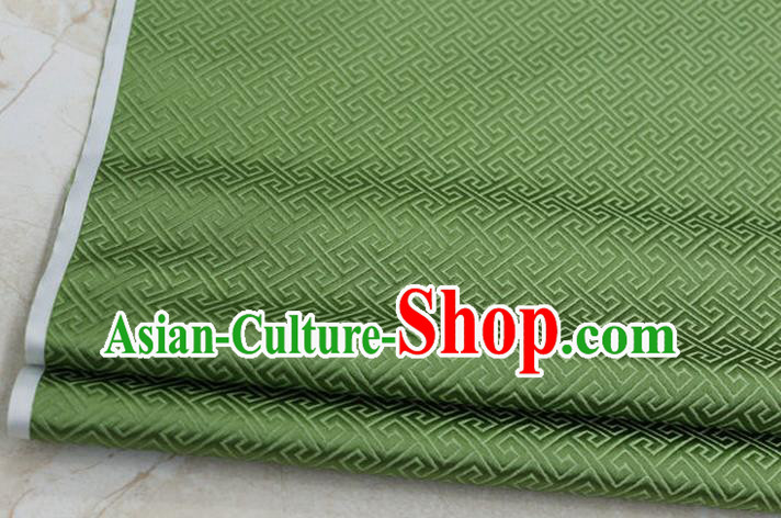 Chinese Traditional Ancient Costume Palace Back Pattern Green Brocade Cheongsam Satin Mongolian Robe Fabric Hanfu Material