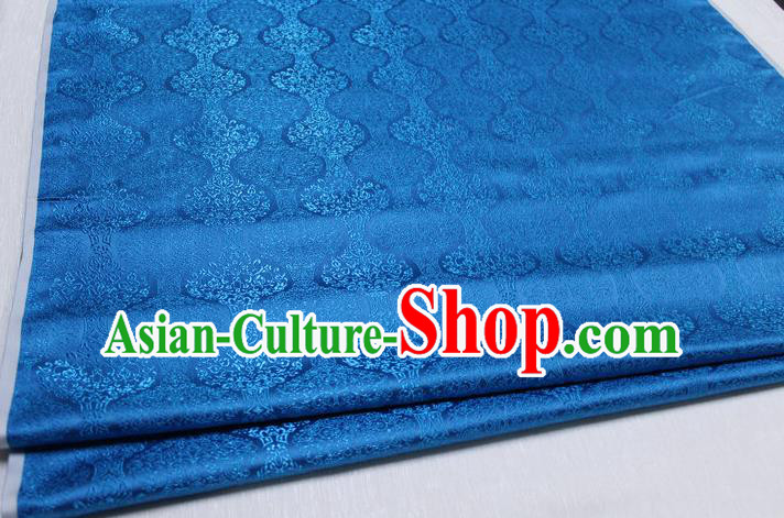 Chinese Traditional Ancient Costume Palace Pattern Cheongsam Mongolian Robe Blue Brocade Tang Suit Fabric Hanfu Material