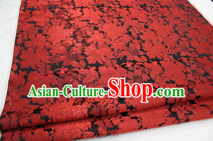 Chinese Traditional Ancient Costume Palace Red Flower Pattern Xiuhe Suit Brocade Cheongsam Satin Mongolian Robe Fabric Hanfu Material