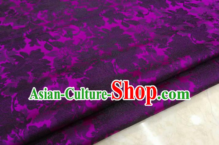 Chinese Traditional Ancient Costume Palace Flower Pattern Xiuhe Suit Purple Brocade Cheongsam Satin Mongolian Robe Fabric Hanfu Material