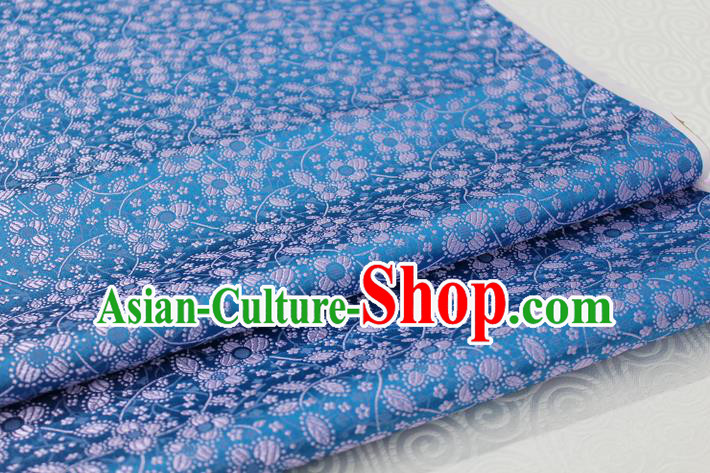 Chinese Traditional Ancient Costume Palace Pattern Cheongsam Tibetan Robe Blue Brocade Tang Suit Fabric Hanfu Material