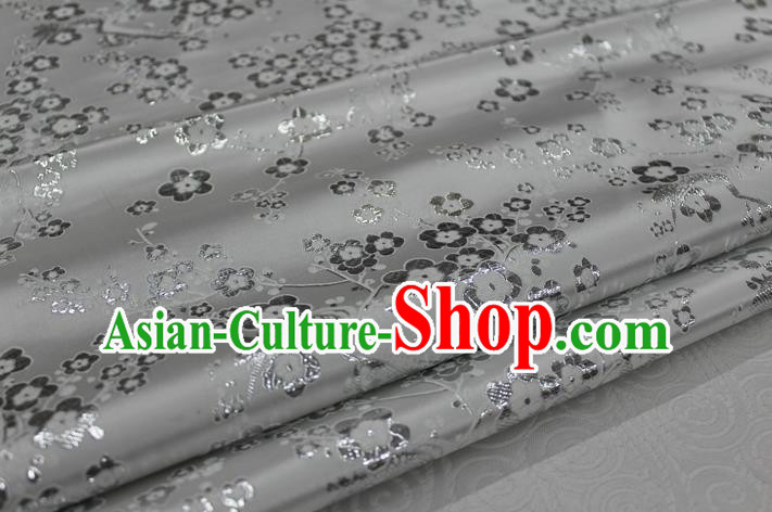 Chinese Traditional Ancient Costume Palace Wintersweet Pattern Cheongsam Grey Brocade Tang Suit Satin Fabric Hanfu Material