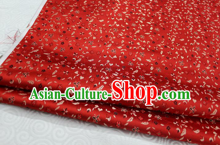 Chinese Traditional Ancient Costume Palace Flowers Pattern Cheongsam Red Brocade Tang Suit Satin Fabric Hanfu Material