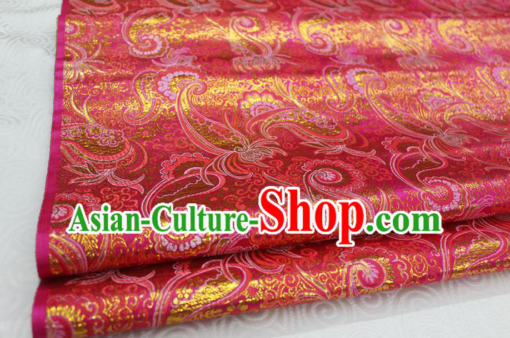 Chinese Traditional Ancient Costume Palace Pattern Tang Suit Cheongsam Red Brocade Mongolian Robe Satin Fabric Hanfu Material