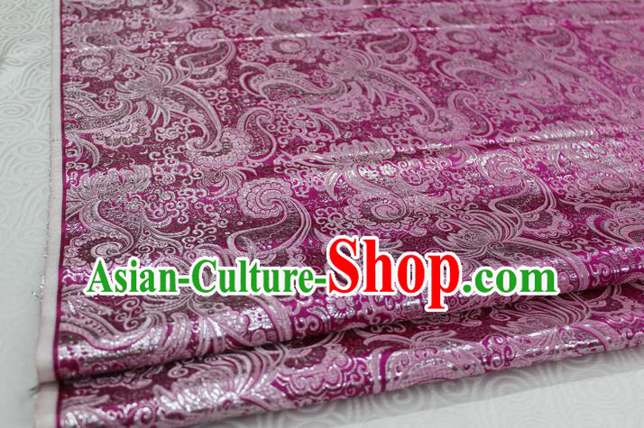 Chinese Traditional Ancient Costume Palace Pattern Tang Suit Cheongsam Purple Brocade Mongolian Robe Satin Fabric Hanfu Material