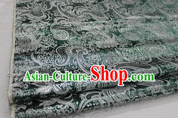 Chinese Traditional Ancient Costume Palace Pattern Tang Suit Cheongsam Green Brocade Mongolian Robe Satin Fabric Hanfu Material
