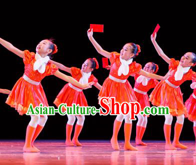 Traditional Chinese Classic Stage Performance Dance Costume, Chinese Ballet Dance Red Dress Clothing for Women