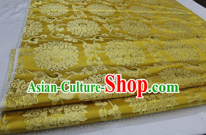 Chinese Traditional Ancient Costume Palace Pattern Xiuhe Suit Golden Brocade Cheongsam Satin Mongolian Robe Fabric Hanfu Material