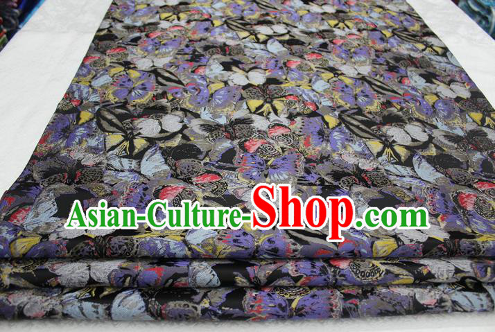 Chinese Traditional Ancient Costume Palace Butterfly Pattern Xiuhe Suit Brocade Mongolian Robe Satin Fabric Hanfu Material